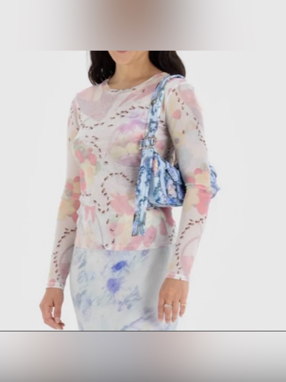 Baggu x Collina Strada Cargo Shoulder Bag Blue Thorns Floral Fairycore
